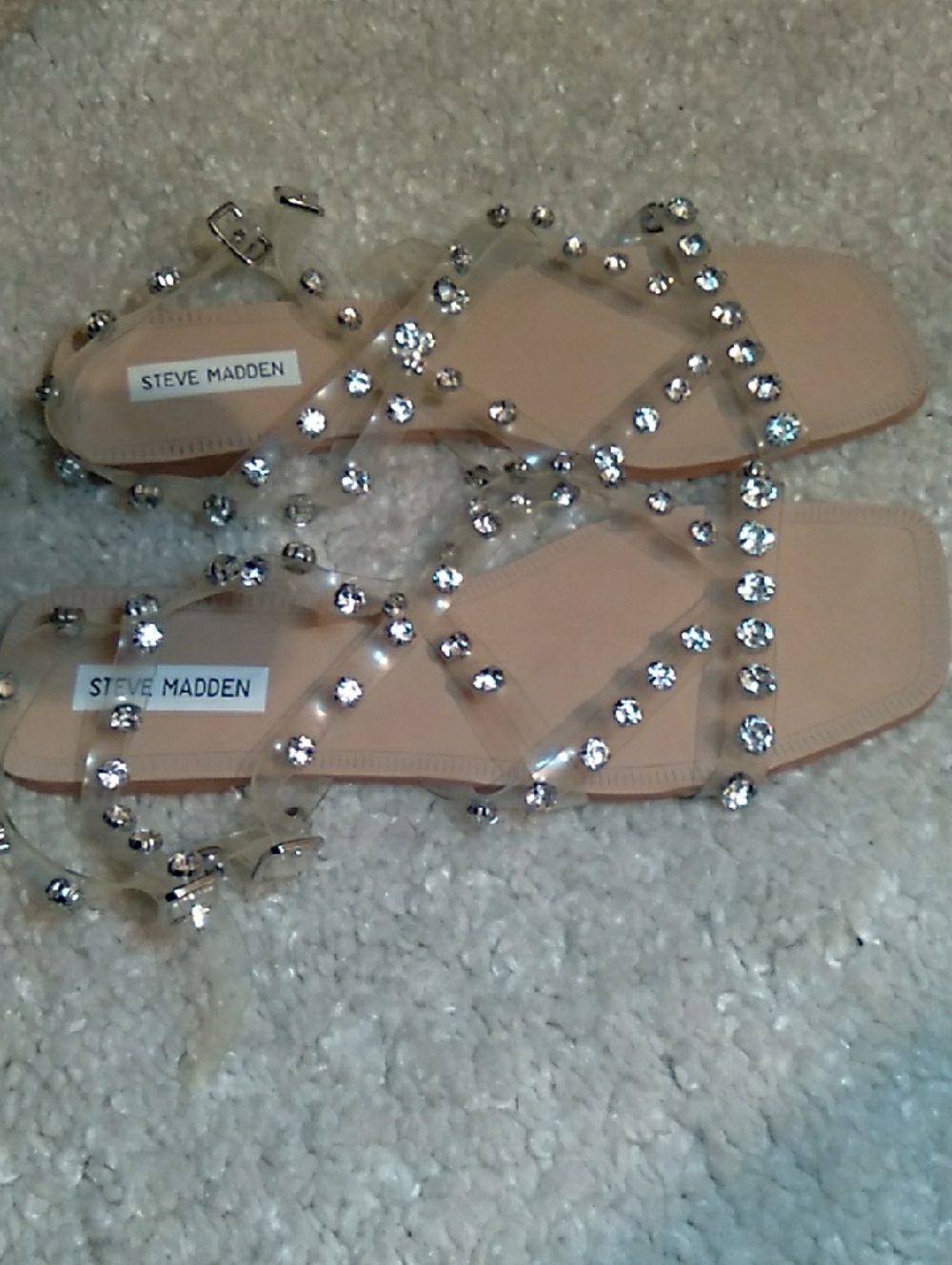STEVE MADDEN JOLI Rhinestone PVC Sandals  Size 11 - Picture 10 of 16